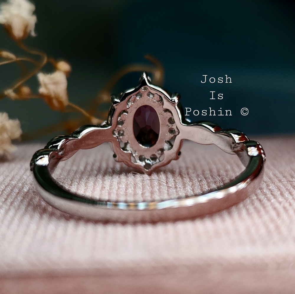 1/2CTW Alexandrite halo ring in sterling silver - Picture 7 of 9